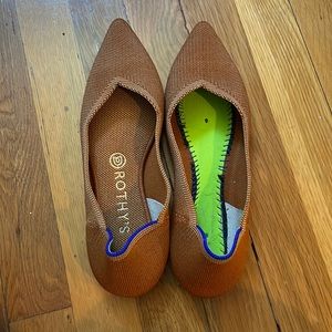 Brown Pointed Rothy’s Flats